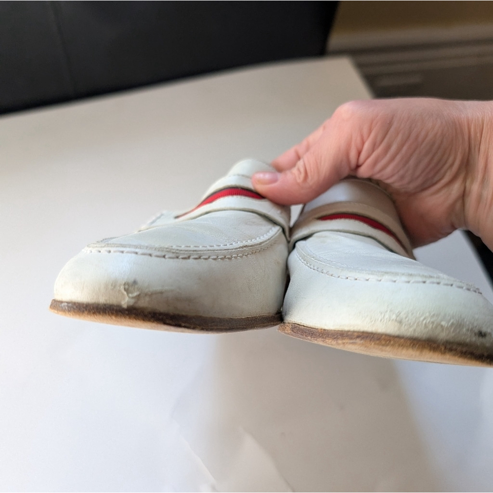 Gucci Vintage White Loafers with Red Accent Size 40.5 In VGUC - Picture 9 of 12